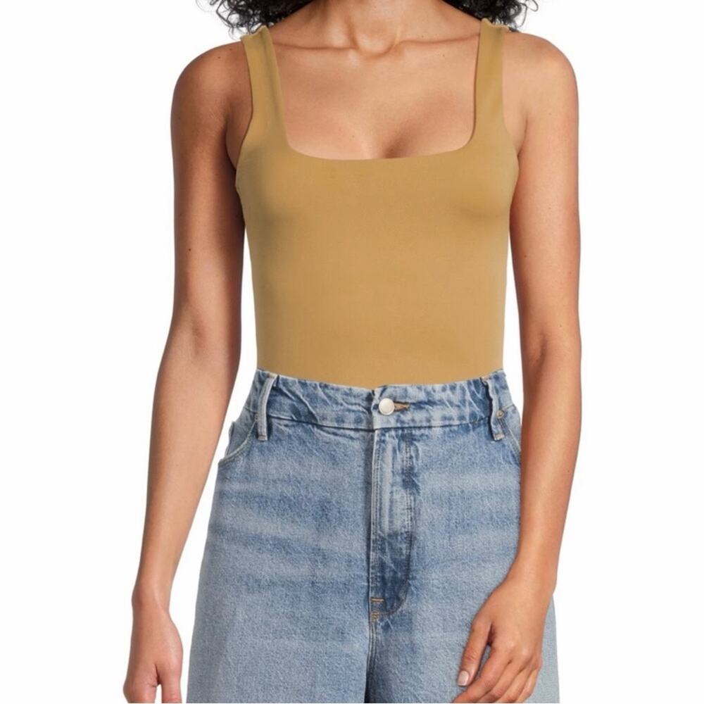 Good American Tan Square Neck sculpting modern tank Bodysuit size 1 | small